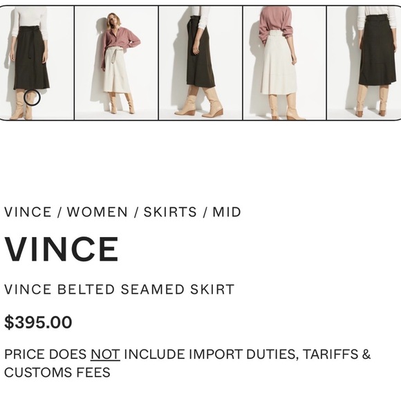 Vince Olive Green Wool Belted Skirt size 6 - Picture 3 of 8